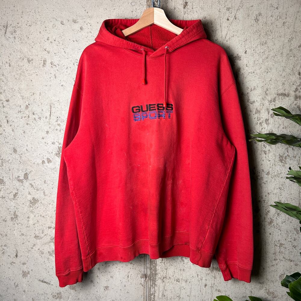 Vintage Guess Sport Embroidered 2XL 90s/00s Boxy Hoodie